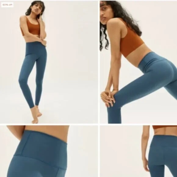 Everlane Women's Teal Active Leggings Size Large Soft Performance Leggings - Picture 1 of 6